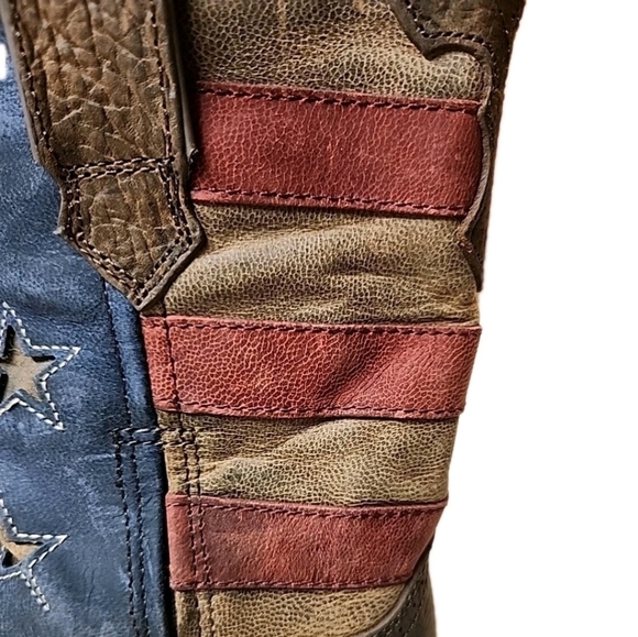 New Durango Lady Rebel 10" Brown Leather Vintage Flag Western Boots Womens 9M - Picture 9 of 16